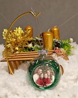 Personalizowana bombka z zielonym anielskim włosem i kodem QR do kolędy