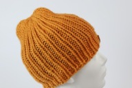 Wełniana czapka Eskimo-rękodzieło, S, mandarynka, ciepła, gruba