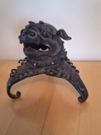 Piesek chiński Foo, brąz patynowany na trójnogu, Chiny XIX w