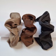 Zestaw gumek scrunchie satynowe XXL 3 szt beż brąz czarne