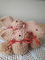 Zające wielkanocne ręcznie dziergane - beżowe