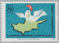 Turcja 1974 Znaczek 2331 ** Cypr pokój gołąb interwencja mapa