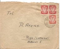 GDAŃSK DANZIG -TRZECIA RZESZA -koperta obieg 1930 rok do Ryga Łotwa