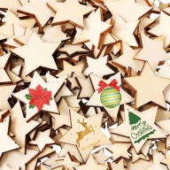 Gwiazdki drewniane dekory do ozdabiania do rękodzieła 5 rozmiarów 500 sztuk