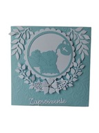 ZAPROSZENIA CHRZEST ŚWIĘTY DZIECKO NA PODUSZCE W SERWETCE K4 BŁĘKIT