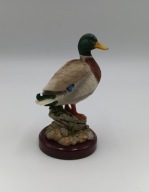 Dzika kaczka krzyżówka - na postumencie Sygnowana - vintage - śliczna -12cm