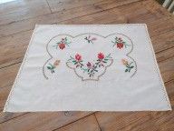 WIEKOWA LNIANA RĘCZNIE WYKONANA HAFTOWANA MAKATKA KILIM TULIPANY 65 x 84