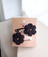 Spinki spineczki do włosów szydełkowy kwiatek 2 szt.