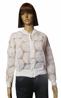 bluza z białej gipiury haftowana w cudne kwiaty , nowa M/L