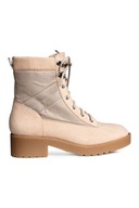 H & M botki platformy combat workery motocyklowe różowe trzewiki zamszowe