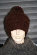 CZAPKA z pomponem z RĘKODZIEŁO MOHER braz