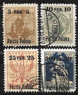 &PMW ROCZNIK 1918 Fi 2-5 kas. PRZEDRUK ZNACZKÓW POCZTY MIEJSKIEJ WARSZAWA