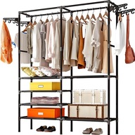 Wieszak na Ubrania Stojący Stojak Loft Czarny Wieszaki Podłogowy Garderoba