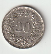 Szwajcaria 20 Rappen 1945 rzadszy