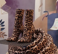 Botki Szpilki Skarpetkowe Panterka Animal Print Chie 38