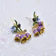 KOLCZYKI EMALIOWANE KWIATY NOCY dzwonki fioletowe