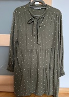Sukienka Zara/ kokarda/ khaki w białe kropki L