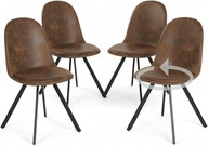 Homy Casa 4 Krzesła Zamszowe Obrotowe Brązowe do Jadalni Kuchni Salonu