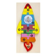 PIERWSZE DREWNIANE PUZZLE MONTESSORI DLA DZIECKA RAKIETA 3D