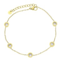 58913 Bransoletka na kostkę złota stal chirurgiczna motyw zegara