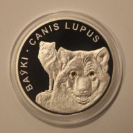WILKI - WOLVES 20 RUBLI 2007 BIAŁORUŚ SWAROVSKI 1 OZ 999 CERTYFIKAT
