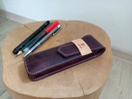 Piórnik, etui na długopisy, fiolet, skóra naturalna, ręcznie robione