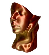 Doniczka osłonka plastikowa Kobieta Twarz miedziano-złota dekoracja 17 cm