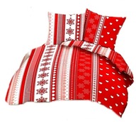 pościel bawełna lux 200x200 +2x70x80 +2x40x40 zamek B 554-1 świąt.motyw red