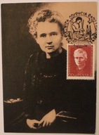 MARIA SKŁODOWSKA - CURIE - 3 ZNACZKI + 3 PIECZĄTKI, 1968 rok