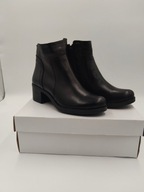 Botki polskie Czarne Skóra Naturalna Owcza Wełna Słupek PRZECENA 41