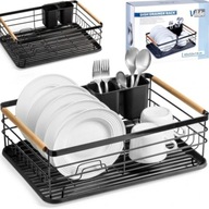 METALOWA SUSZARKA DO NACZYŃ STOJĄCA OCIEKACZ NA NACZYNIA Z TACKĄ CZARNA