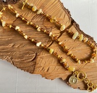 Naszyjnik Handmade Pszczółka Plaster miodu jadeit