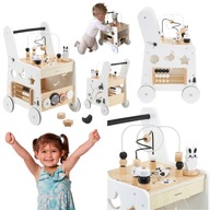 DREWNIANY PCHACZ CHODZIK DLA DZIECI 6W1 + STOLIK EDUKACYJNY ZABAWKA NAUKA