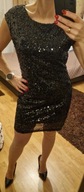 Wyszczuplająca Czarna sukienka cekiny Atmosphere M wycięcie na plecach