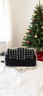 "Pixel Noir" - Elegancka czarna damska torebka handmade koralików glamour