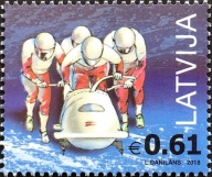 Łotwa 2018 Znaczek 1038 ** sport olimpiada bobsleje