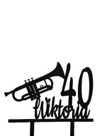 topper na tort dekoracja urodziny personalizacja wiek imię TRĄBKA!!!