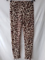 Leginsy ecru"welurowe" w zwierzęce wzory - S