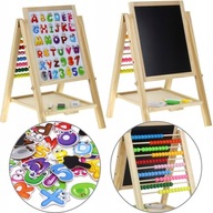 DREWNIANA TABLICA MAGNETYCZNA KREDOWA SUCHOŚCIERALNA LICZYDŁO LITERKI