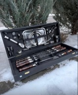 Zestaw narzędzi grillowych w drewnianej skrzyni|Idealny na prezent