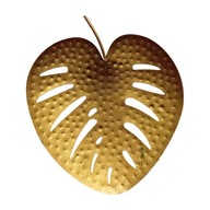 Metalowa paterka w formie liście, ręcznie formowana, II połowa XX w.