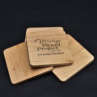 Podkładka / podstawka pod kubek (zestaw) - drewno dąb - grawer
