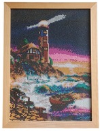 Obraz ręcznie zrobiony haftem diamentowym krajobraz morze latarnia morska