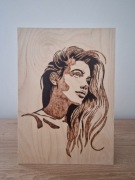Młoda dziewczyna, A4, sklejka (prezent, obraz, ozdoba, pirografia)