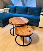 STOLIKI KAWOWE 2W1 LOFT LITE DREWNO DĘBOWE METAL