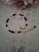 Bransoletka handmade z naturalnych kamieni obsydian perły 