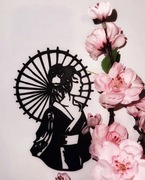 Dekoracja ścienna – Gejsza z parasolką w stylu japońskim