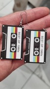 Kolczyki kasety magnetofonowe retro czarne 