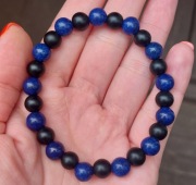 Męska bransoletka z kamieni naturalnych lapis lazuli i onyks czarny matowy