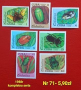 Znaczki fauna:71: owady- Kuba 1988r **